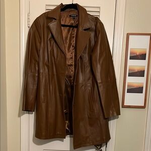 Brown Leather Women's Coat
